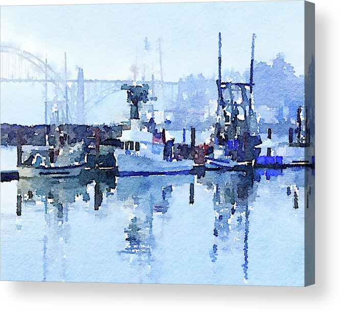 Newport Acrylic Print featuring the digital art Newport Harbor by Mike Bergen