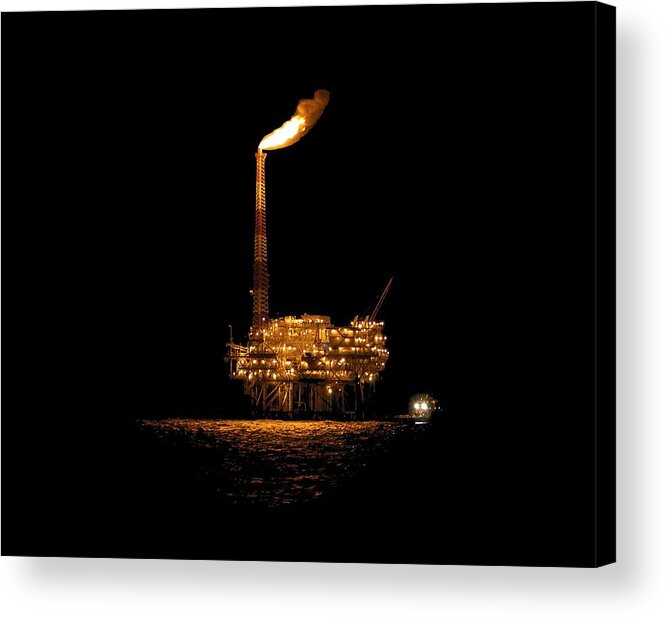 Oil Rig Acrylic Print featuring the photograph Night Rig by Bradford Martin