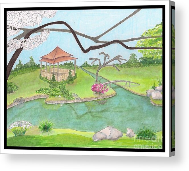 Garden Acrylic Print featuring the drawing Nitobe Memorial Garden by Jayne Somogy