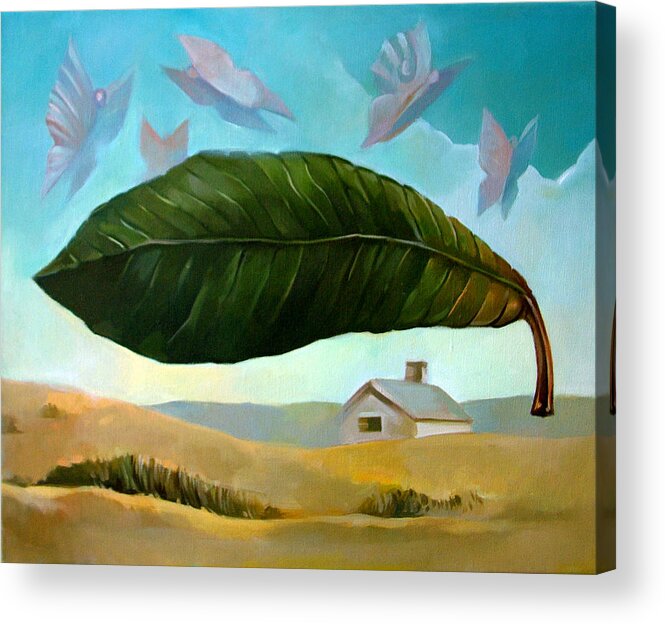 Green Acrylic Print featuring the painting Norman Leaf by Filip Mihail