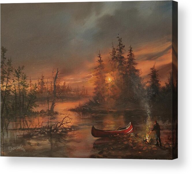 Lake Acrylic Print featuring the painting Northern Solitude by Tom Shropshire
