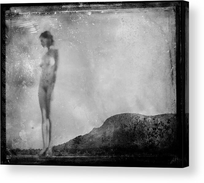 Female Acrylic Print featuring the photograph Nude on the Fence, Galisteo by Jennifer Wright