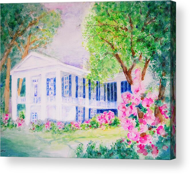 Antebellum Houses Acrylic Print featuring the painting Oakleigh Mansion in Springtime by Jerry Fair