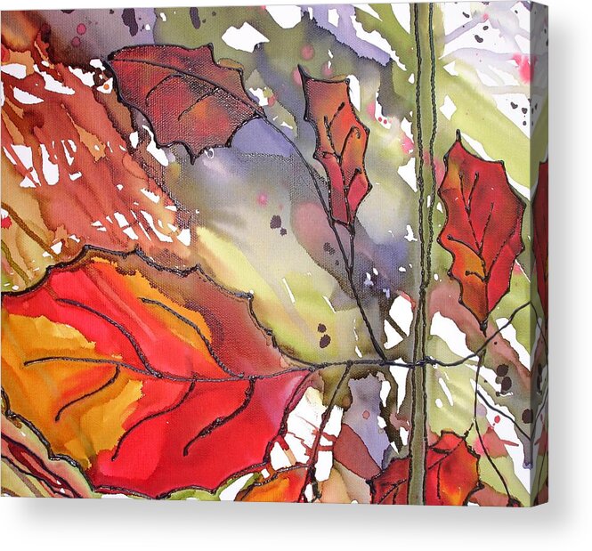 Leaf Acrylic Print featuring the mixed media OctoberThird by Susan Kubes