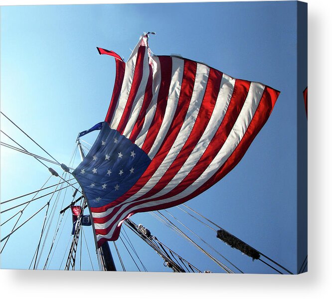 Flag Acrylic Print featuring the photograph Old Glory Blowing in the Breeze by Helaine Cummins