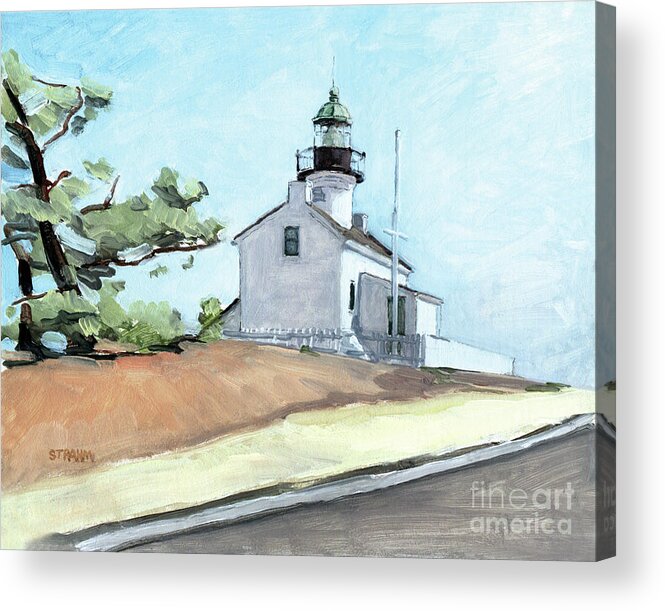 Point Loma Lighthouse Acrylic Print featuring the painting Old Point Loma Lighthouse San Diego by Paul Strahm