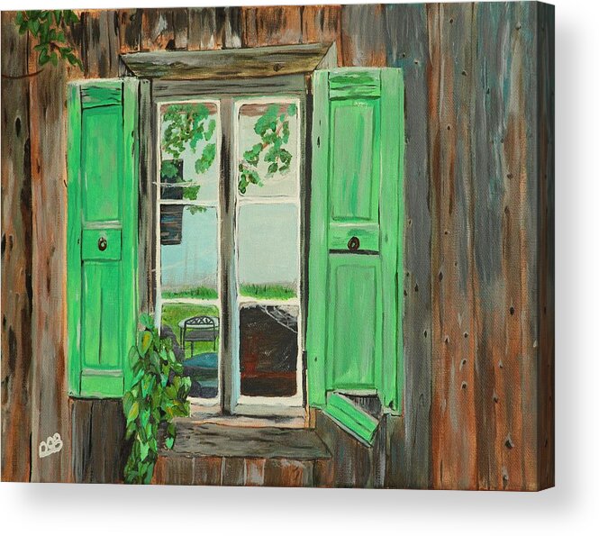 Wood Shed Acrylic Print featuring the painting Old Shed by David Bigelow