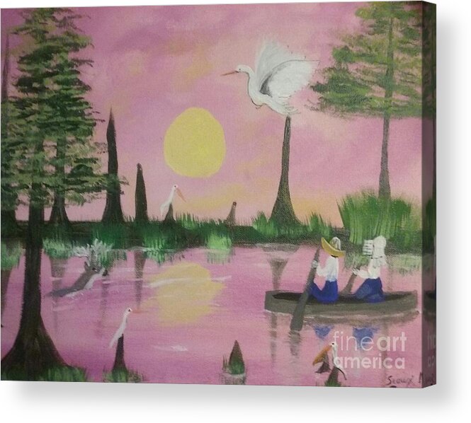 On The Bayou Acrylic Print featuring the painting On The Bayou by Seaux-N-Seau Soileau