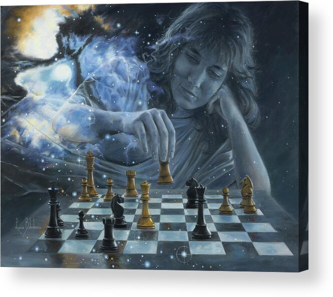 Spiritual Acrylic Print featuring the painting Only a Game by Lucie Bilodeau