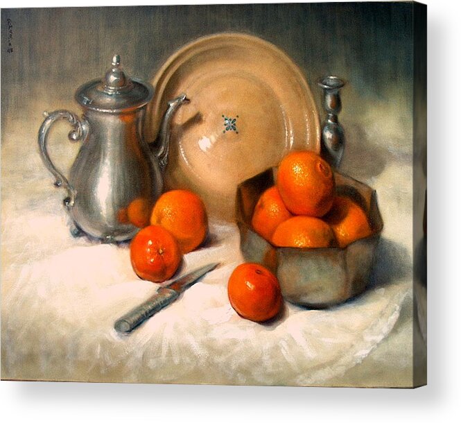 Realism Acrylic Print featuring the painting Orange and Gray by Donelli DiMaria