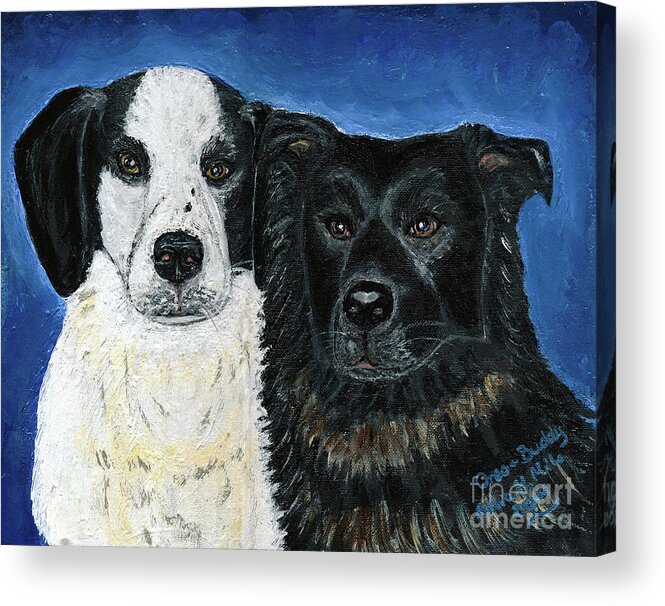 Dogs Acrylic Print featuring the painting Oreo and Buddy by Ania M Milo
