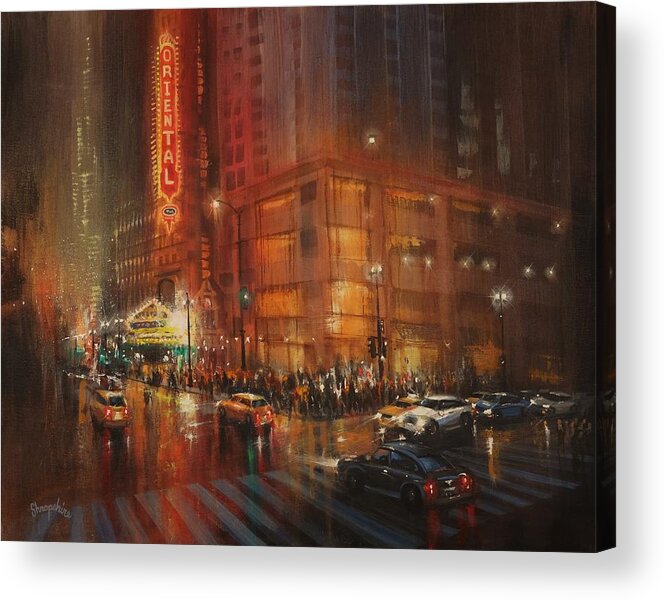 Oriental Theater Chicago Acrylic Print featuring the painting Oriental Theater Chicago by Tom Shropshire