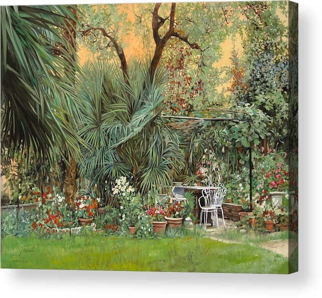 Garden Acrylic Print featuring the painting Our Little Garden by Guido Borelli