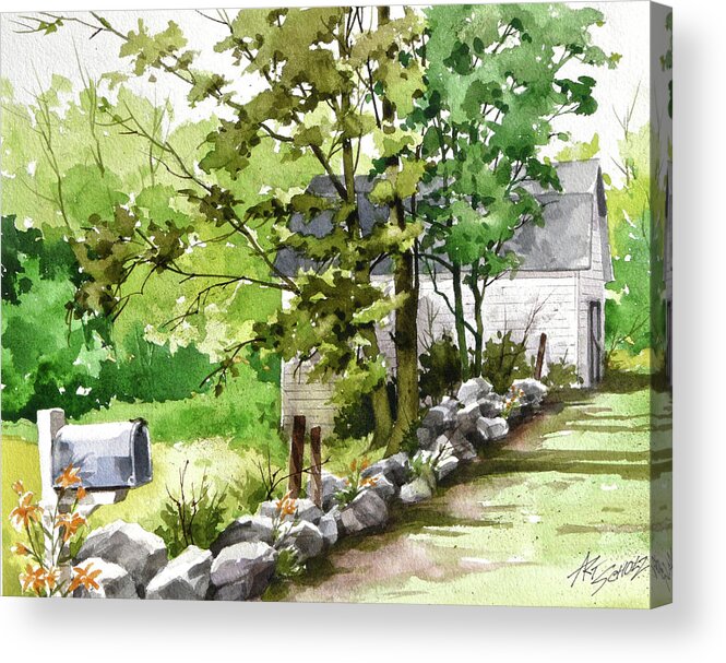 Stonewall Acrylic Print featuring the painting  Mailbox 'n Barn by Art Scholz