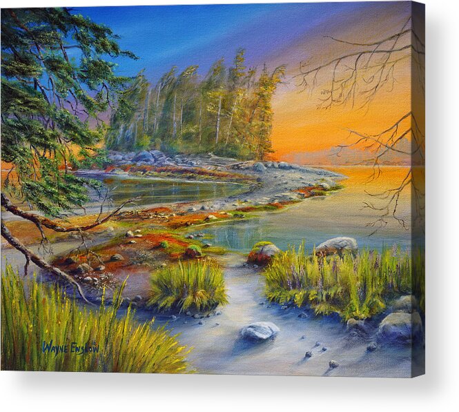 Sunset Acrylic Print featuring the painting Pacific Rim National Park by Wayne Enslow