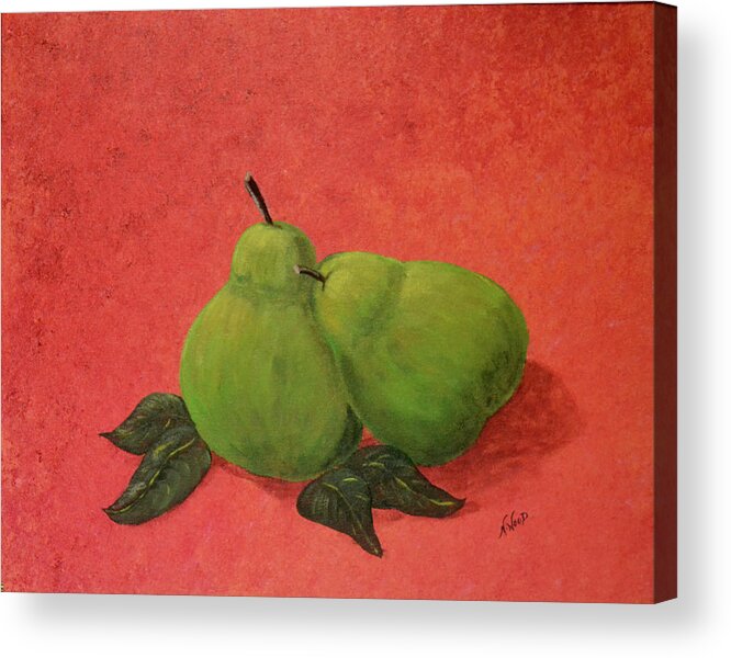 Fruit Acrylic Print featuring the painting Pair of Pears by Nancy Sisco