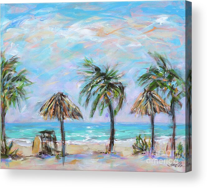 St. Kitts Acrylic Print featuring the painting Palms at Sunshines by Linda Olsen