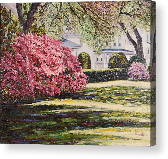 Park Acrylic Print featuring the painting Park Spring Blossom with Shadows by Richard Nowak