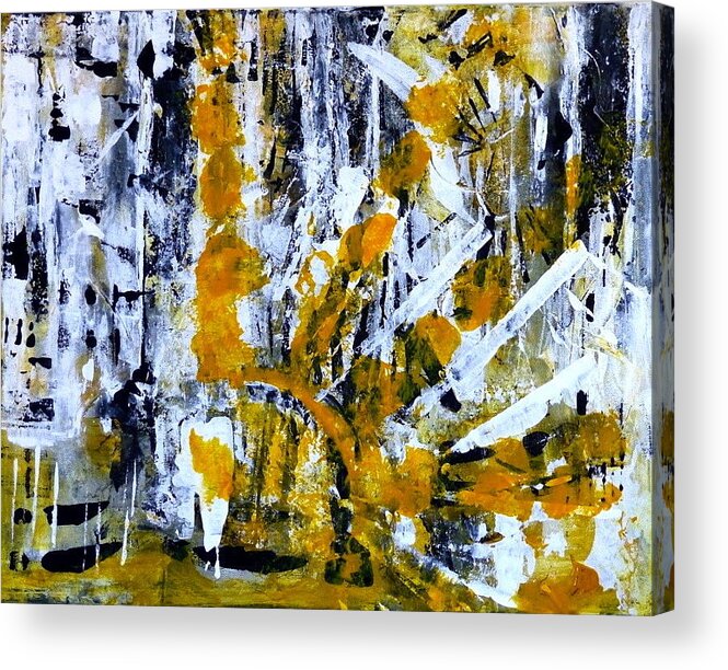 Yellow Acrylic Print featuring the painting Pathway by 'REA' Gallery