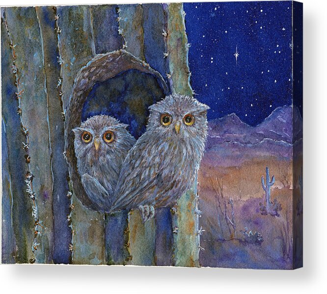 Owl Acrylic Print featuring the painting Peaceful Night by June Hunt