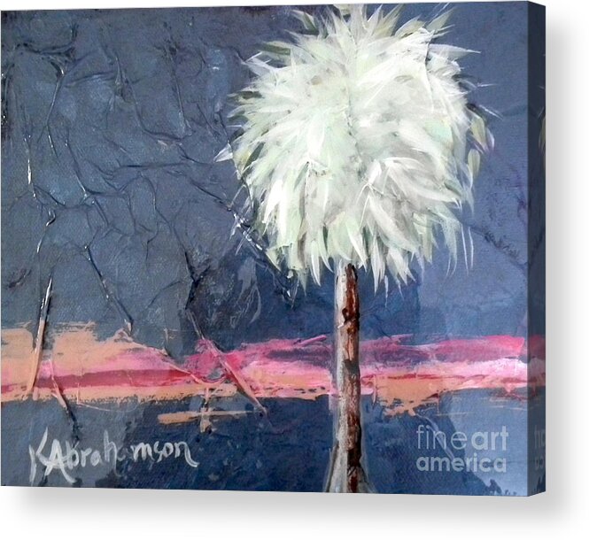 Peach Acrylic Print featuring the painting Peachy Horizons Palm Tree by Kristen Abrahamson