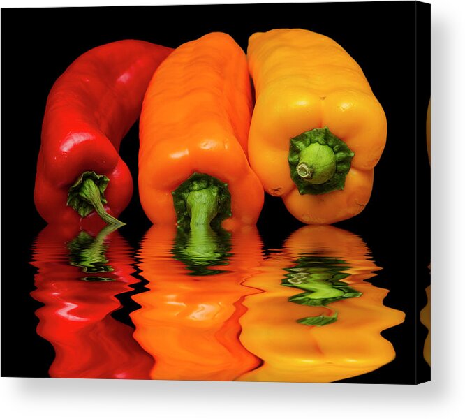 Peppers Acrylic Print featuring the photograph Peppers Red Yellow Orange by David French