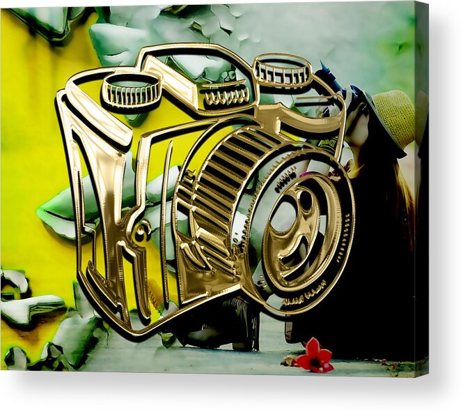 Camera Acrylic Print featuring the mixed media Perfect Shot Camera Collection by Marvin Blaine