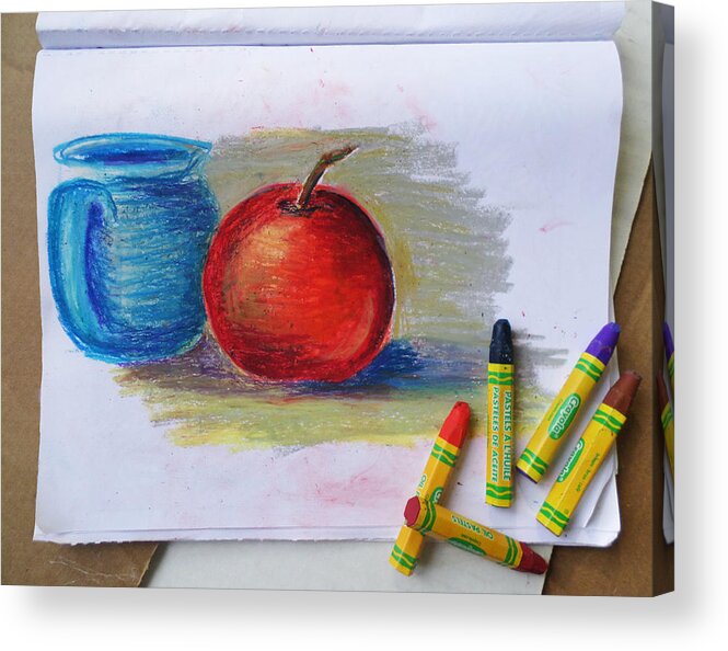 Oil Acrylic Print featuring the drawing Petit Exercice En Pastel L'huile by Ginny Schmidt