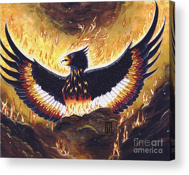 Phoenix Acrylic Print featuring the painting Phoenix Rising by Melissa A Benson