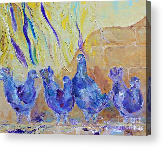 Pigeon Acrylic Print featuring the painting Pigeons by Amalia Suruceanu
