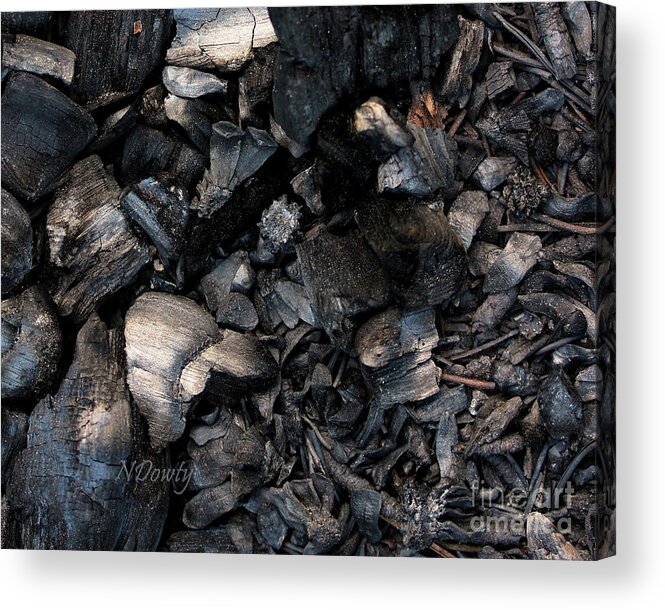 Fire On The Mountain - Pine Cone Cinders Acrylic Print featuring the photograph Pine Cone Cinders by Natalie Dowty