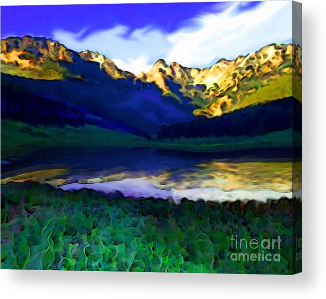 Sunset Acrylic Print featuring the painting Piney Mountain by Mike Massengale