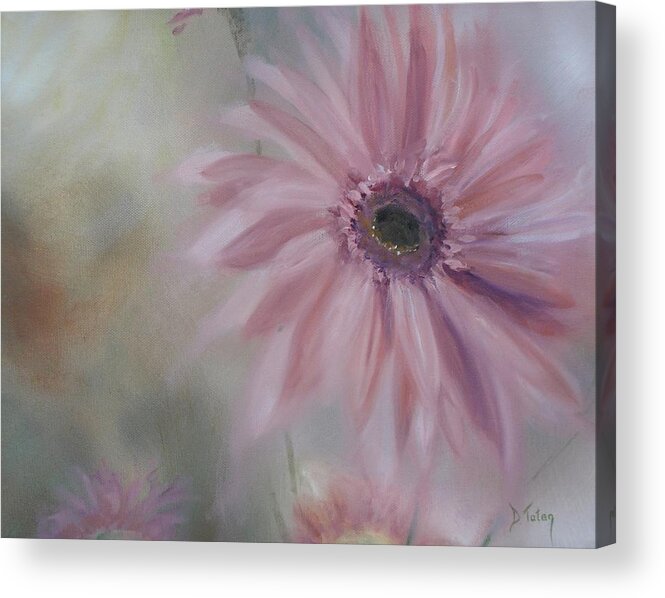 Pink Acrylic Print featuring the painting Pink Daisies by Donna Tuten