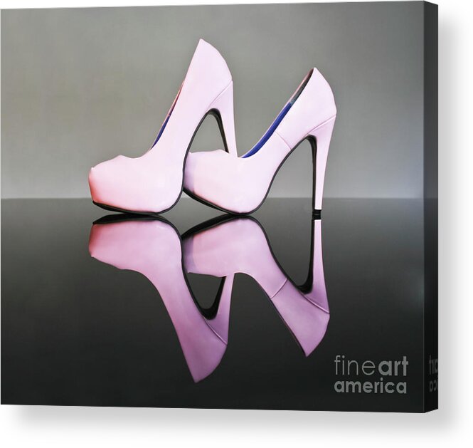 Stiletto Acrylic Print featuring the photograph Pink Stiletto Shoes by Terri Waters