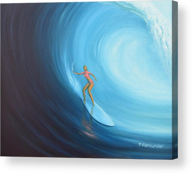 Surf Acrylic Print featuring the painting Pink Surf by Torrence Ramsundar