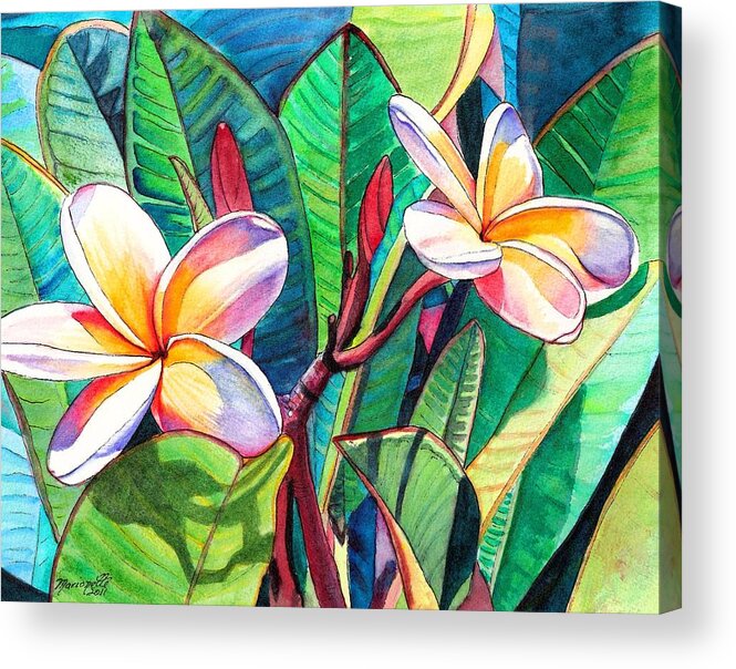 Plumeria Acrylic Print featuring the painting Plumeria Garden by Marionette Taboniar