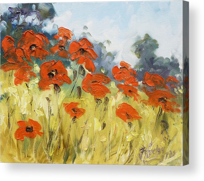 Poppies Acrylic Print featuring the painting Poppies 3 by Irek Szelag
