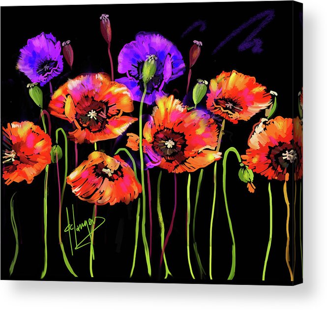 Poppy Acrylic Print featuring the painting Poppies by DC Langer