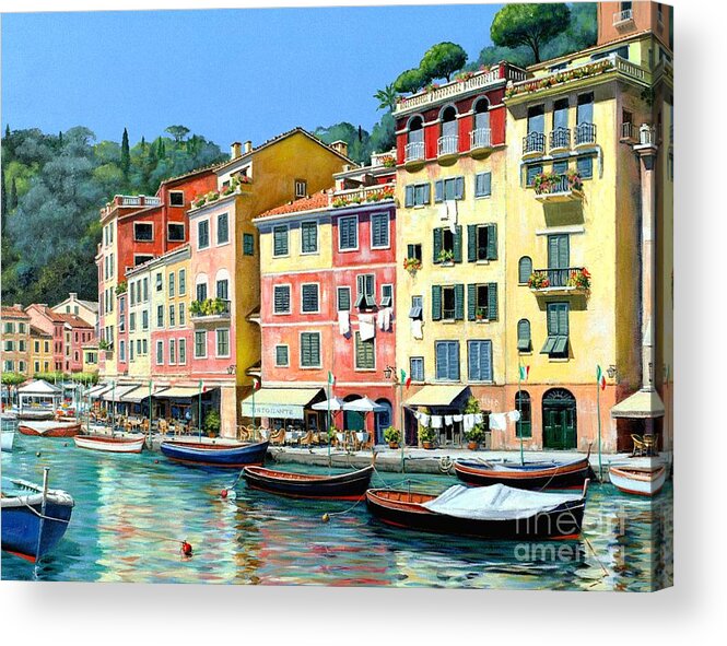 Portofino Acrylic Print featuring the painting Portofino Sunshine 30 x 40 by Michael Swanson