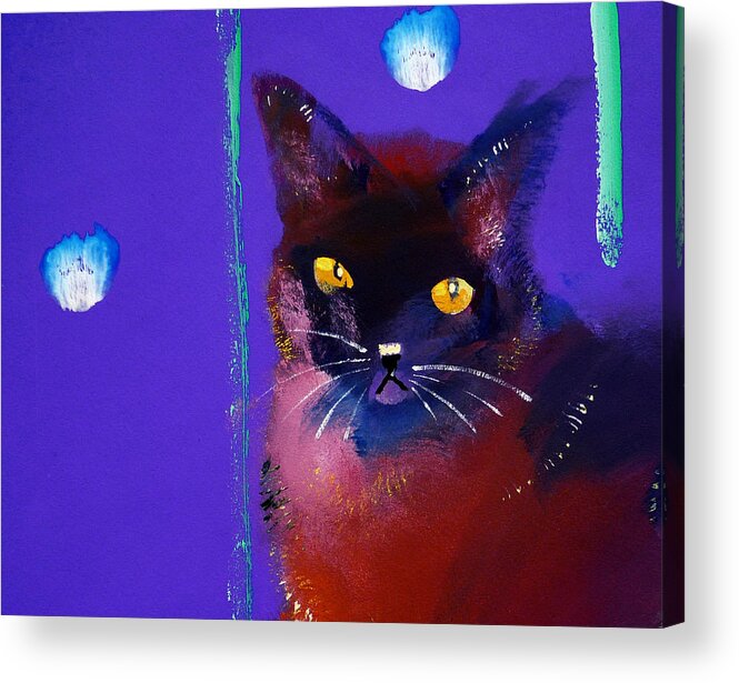 Cat Acrylic Print featuring the painting Posh Tom Cat by Charles Stuart