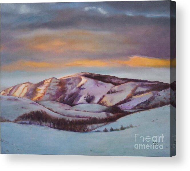 Landscape Acrylic Print featuring the painting Powder Mountain by Marlene Book