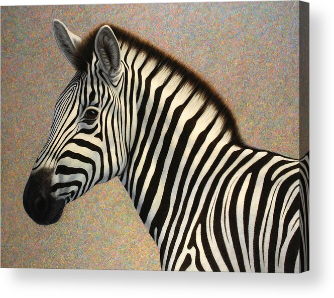 Zebra Acrylic Print featuring the painting Principled by James W Johnson