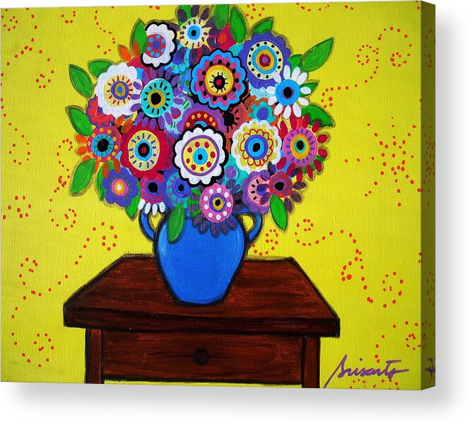 Florals Acrylic Print featuring the painting Pristine Blooms Iv by Pristine Cartera Turkus