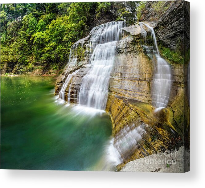 New York Acrylic Print featuring the photograph Profile of the Lower Falls at Enfield Glen by Karen Jorstad