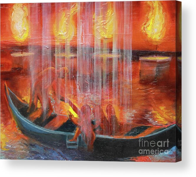 Melchizedek Acrylic Print featuring the painting Prophetic Message Sketch 45 Detail of boat by Anne Cameron Cutri