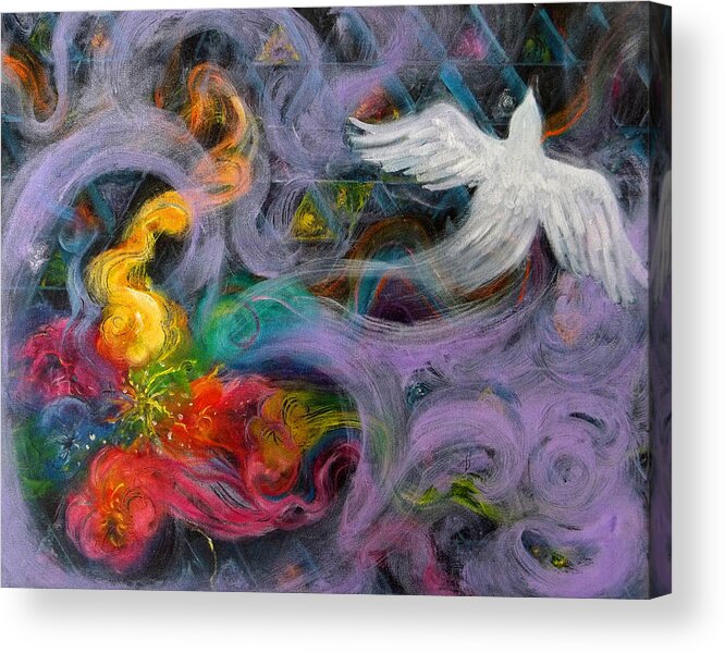 Dove Acrylic Print featuring the painting Prophetic Message Sketch Painting 10 Divine Pattern Dove by Anne Cameron Cutri