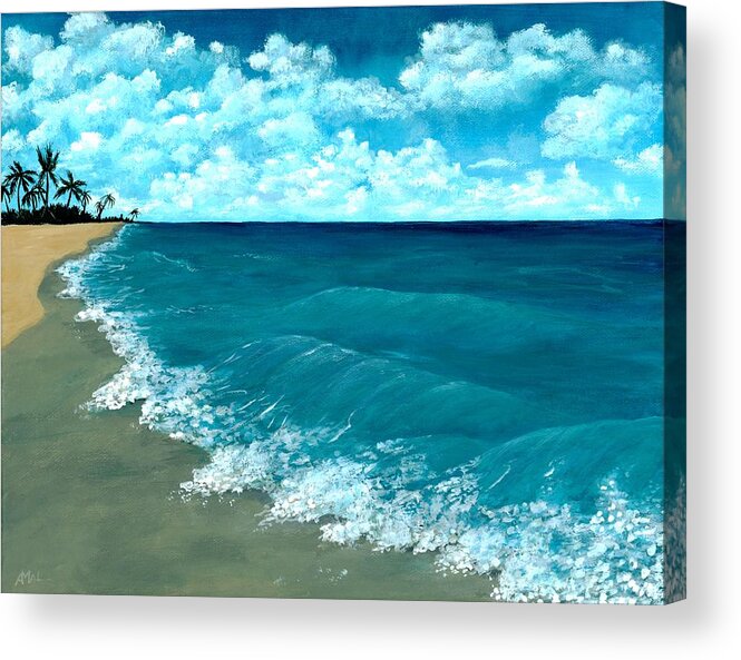 Blue Acrylic Print featuring the painting Punta Cana Beach by Anastasiya Malakhova