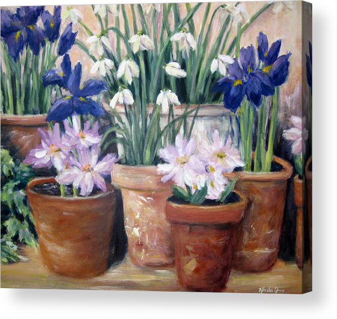 Purple Acrylic Print featuring the painting Purple Flowers by Marsha Young
