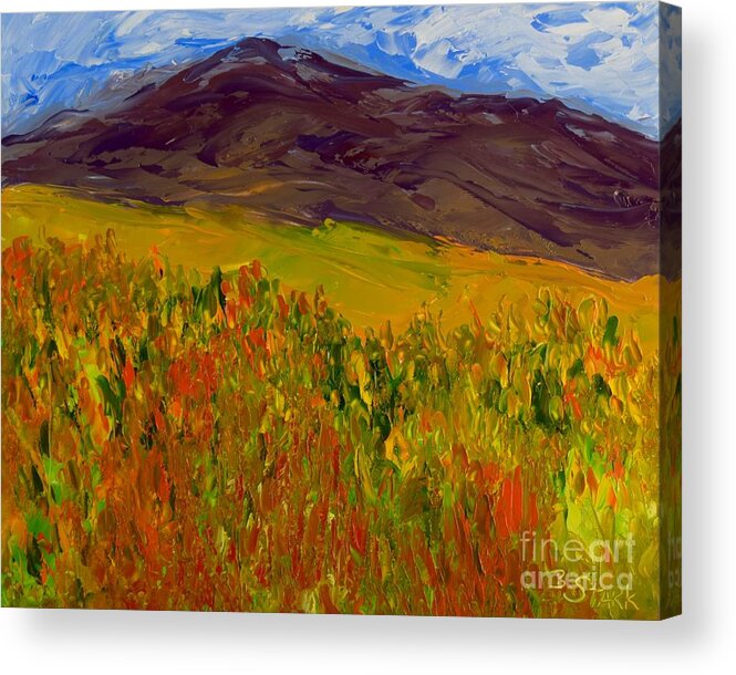  Acrylic Print featuring the painting Purple Mountain View by Barrie Stark