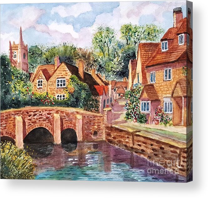 Village Acrylic Print featuring the painting Quaint English Village by Sue Carmony